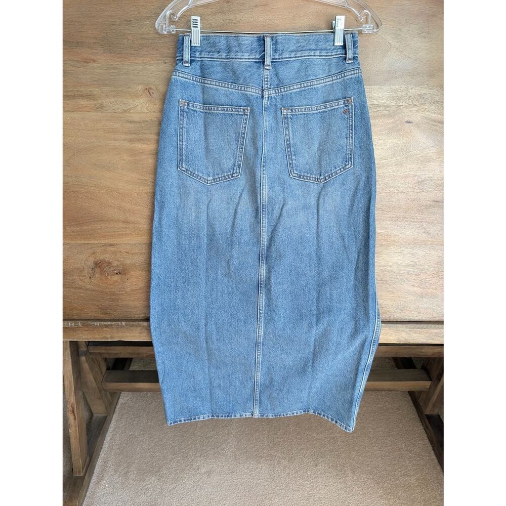 Madewell The Rilee Denim Midi Skirt Womens 24 Blue Cotton NWT - Picture 2 of 7